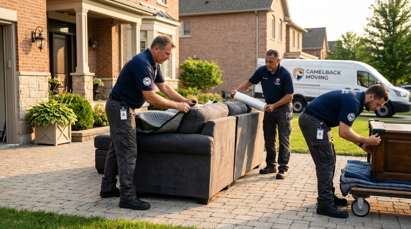 Large estate moving crew wrapping furniture in Wibaux, MT